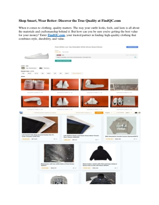 Shop Smart, Wear Better Discover the True Quality at FindQC.com