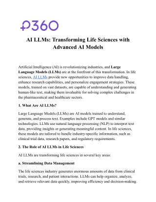 AI LLMs: Transforming Life Sciences with Advanced AI Models