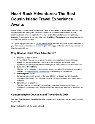 Heart Rock Adventures_ The Best Cousin Island Travel Experience Awaits