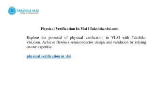 Physical Verification In Vlsi  Takshila-vlsi.com