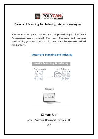 Document Scanning And Indexing  Accessscanning