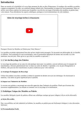 “Pourquoi Choisir les Meubles en Palette pour Votre Maison ?”