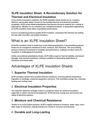 XLPE Insulation Sheet_ A Revolutionary Solution for Thermal and Electrical Insulation