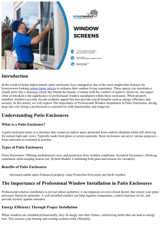 The Importance of Professional Window Installation in Patio Enclosures