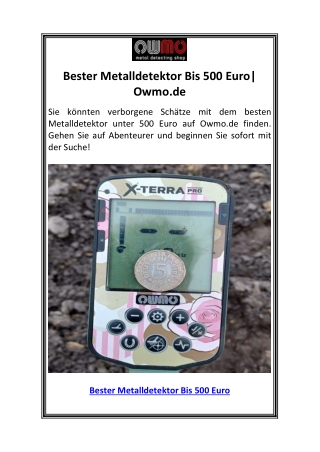 Bester Metalldetektor Bis 500 Euro Owmo.de