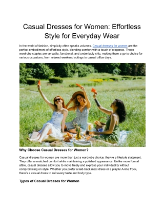 Casual Dresses for Women_ Effortless Style for Everyday Wear