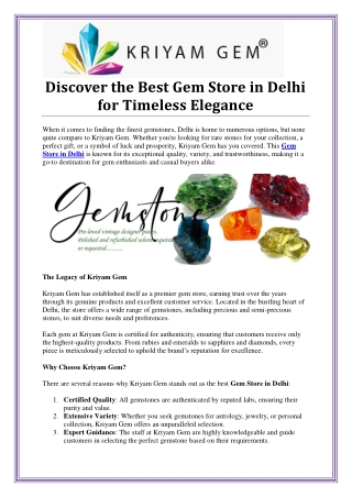 Your Trusted Gem Store in Delhi for Authentic Gemstones