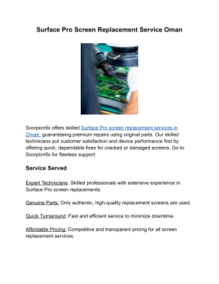 Surface Pro Screen Replacement Service Oman