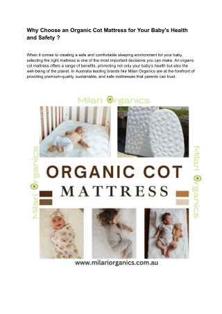 Why Choose an Organic Cot Mattress for Your Baby's Health and Safety _