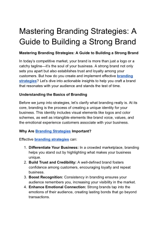 Mastering Branding Strategies: A Guide to Building a Strong Brand