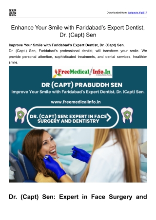 Enhance Your Smile with Faridabad’s Expert Dentist, Dr. (Capt) Sen