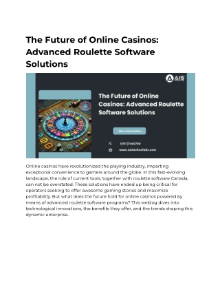 The Future of Online Casinos: Advanced Roulette Software Solutions