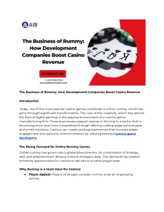 The Business of Rummy: How Development Companies Boost Casino Revenue
