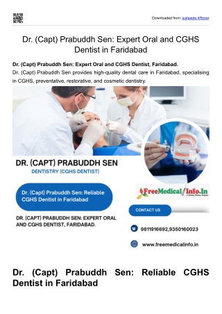 Dr. (Capt) Prabuddh Sen Expert Oral and CGHS Dentist in Faridabad