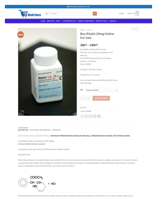 Buy Ritalin 20mg Online For Sale in UK - allmedistore.com