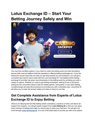 Lotus Exchange ID – Start Your Betting Journey Safely and Win