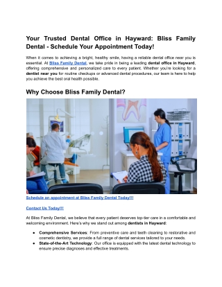 Your Trusted Dental Office in Hayward_ Bliss Family Dental - Schedule Your Appointment Today