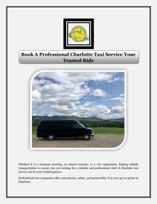 Book A Professional Charlotte Taxi Service Your Trusted Ride