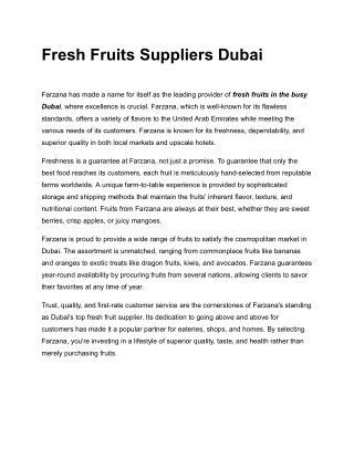 Fresh Fruits Suppliers Dubai