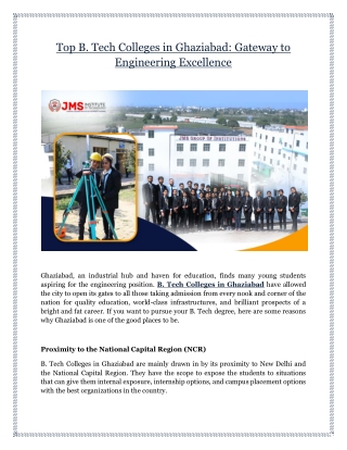 Top B. Tech Colleges in Ghaziabad: Gateway to Engineering Excellence