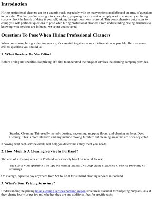 “Questions To Pose When Hiring Professional Cleaners”