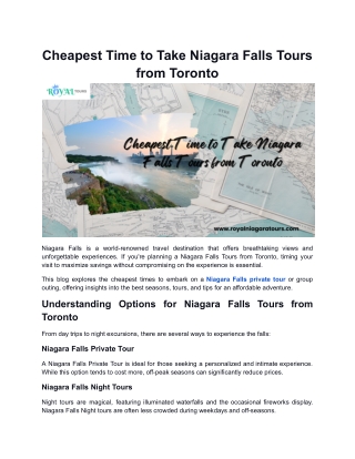 Cheapest Time to Take Niagara Falls Tours from Toronto