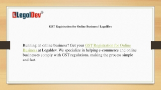 GST Registration for Online Business  LegalDev