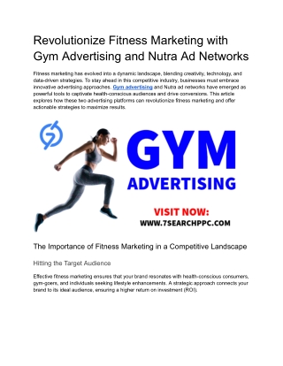 Revolutionize Fitness Marketing with Gym Advertising and Nutra Ad Networks