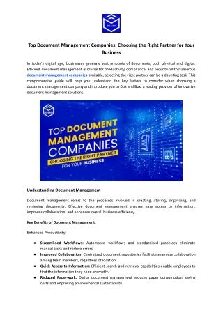 Top Document Management Companies: Secure and Scalable Solutions