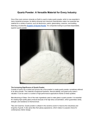 Quartz Powder: A Versatile Material for Every Industry