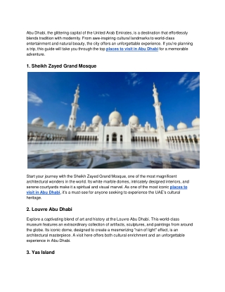 Best Tourist Attractions and Places to Visit in Abu Dhabi