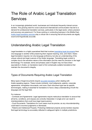 The Role of Arabic Legal Translation Services