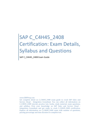 SAP C_C4H45_2408 Certification: Exam Details, Syllabus and Questions