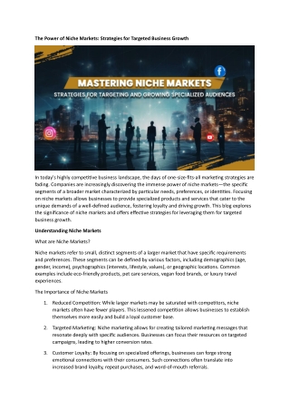 The Power of Niche Markets Strategies for Targeted Business Growth