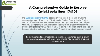Effective technique to resolve QuickBooks Error Code 176109