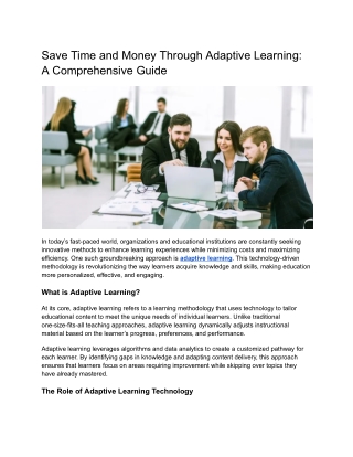 ADAPTIVE LEARNING AND TRAINING