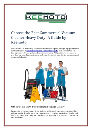 Choose the Best Commercial Vacuum Cleaner Heavy Duty: A Guide by Keemoto