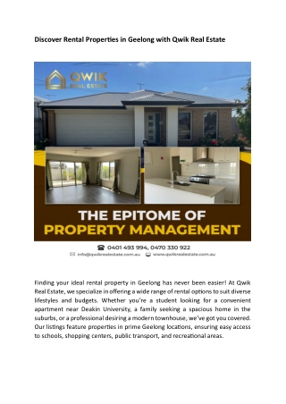 Discover Rental Properties in Geelong with Qwik Real Estate