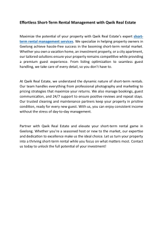 Effortless Short-Term Rental Management