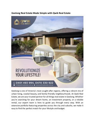Geelong Real Estate Made Simple with Qwik Real Estate