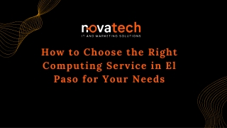 How to Choose the Right Computing Service in El Paso for Your Needs