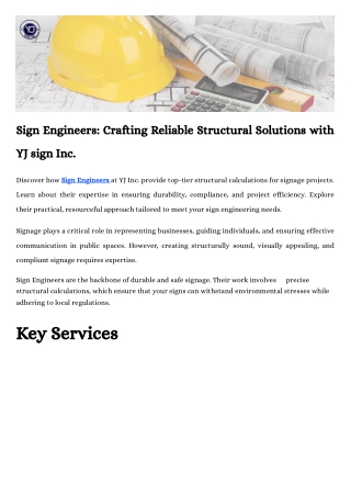 Sign Engineers: Crafting Reliable Structural Solutions with YJ sign Inc.