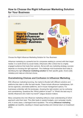 How to Choose the Right Influencer Marketing Solution for Your Business