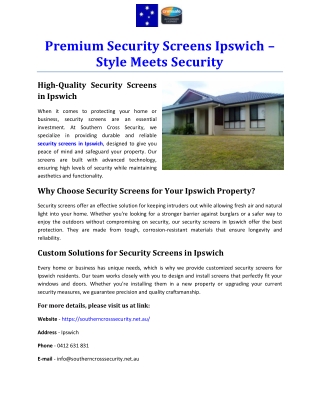 Premium Security Screens Ipswich – Style Meets Security