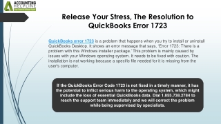 Effective ways to tackle QuickBooks Error Code 1723
