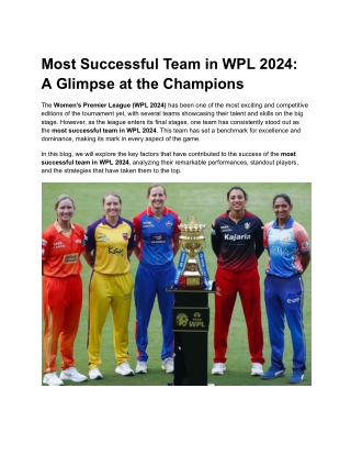 Most Successful Team in WPL 2024