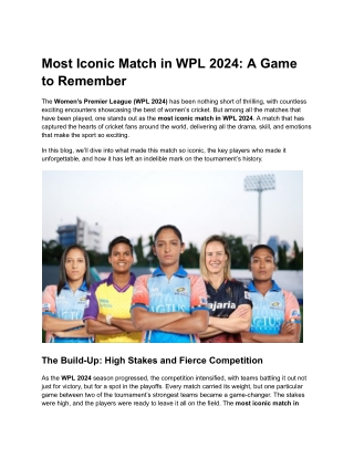 Most Iconic Match in WPL 2024