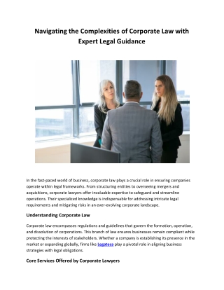 Navigating the Complexities of Corporate Law with Expert Legal Guidance