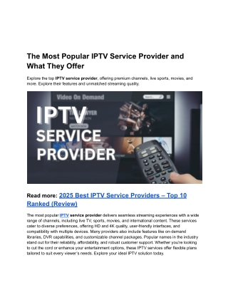 The Most Popular IPTV Service Provider and What They Offer