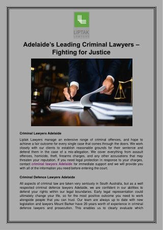 Adelaide’s Leading Criminal Lawyers – Fighting for Justice